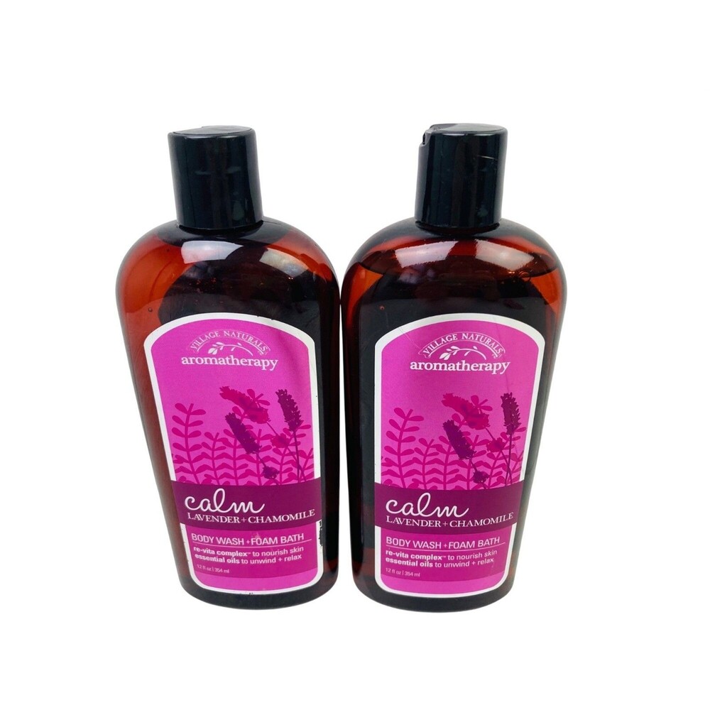 Village Naturals Aromatherapy Calm Lavender & Chamomile Body Wash Set 2 Bottles